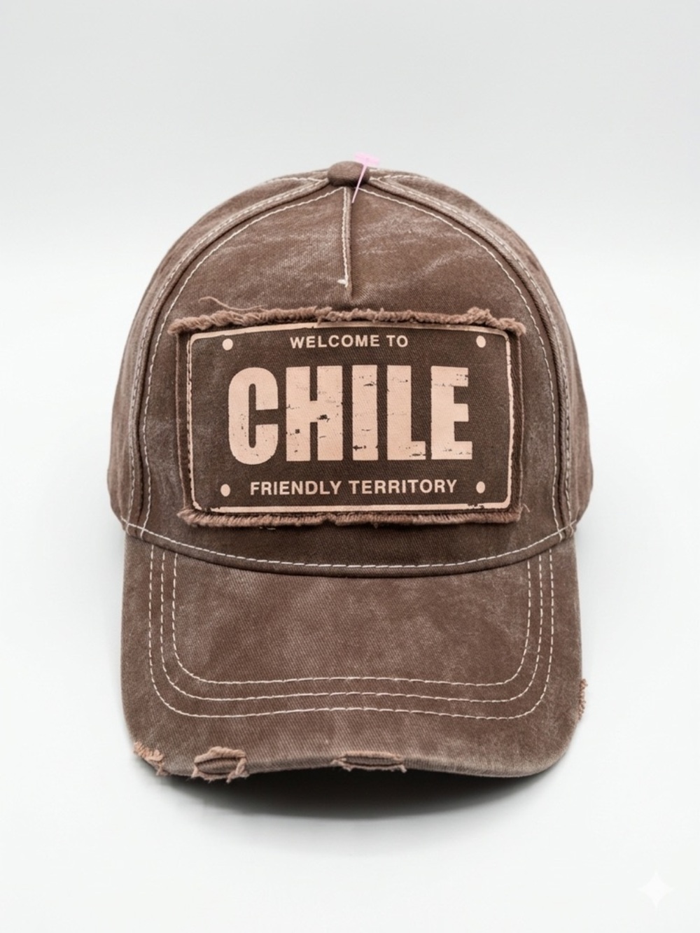 Morpho Chile Flag Distressed Dad Hat Brown Adjustable Cotton Vintage Cap